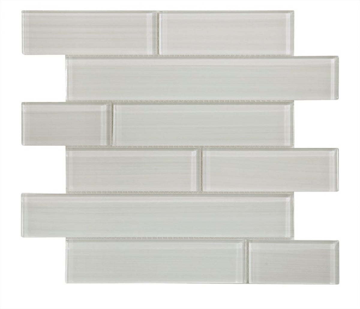 Mosaic Linear Glass Tiles Off-White - Multi Size