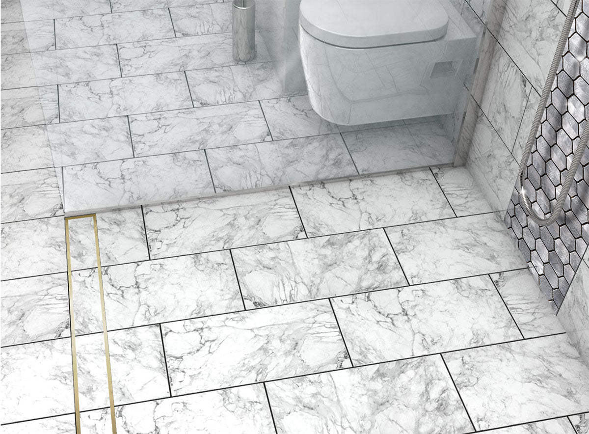 Quartz Linear Shower Drain Tile Insert - Satin Brass