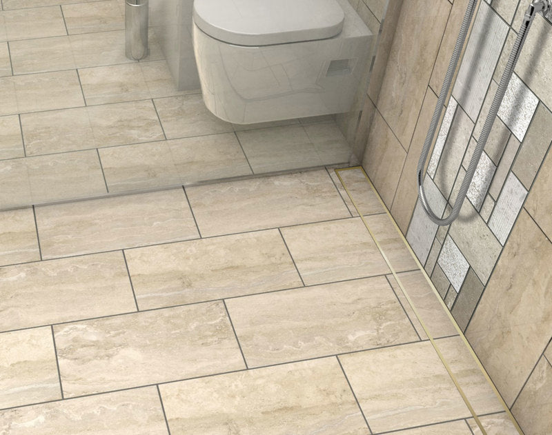Quartz Linear Shower Drain Tile Insert - Satin Brass