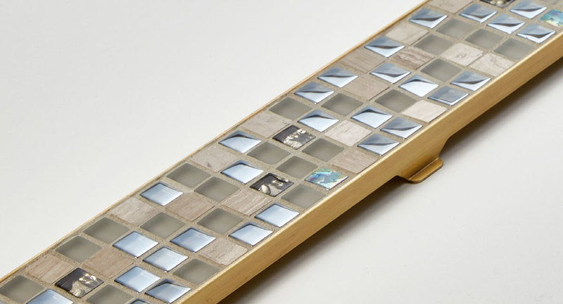 Quartz Linear Shower Drain Tile Insert - Satin Brass