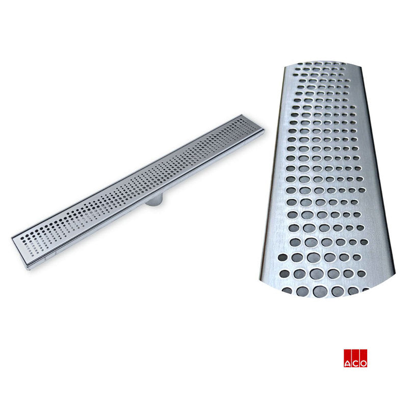 Quartz Flange Edge Linear Drain Round Pearl