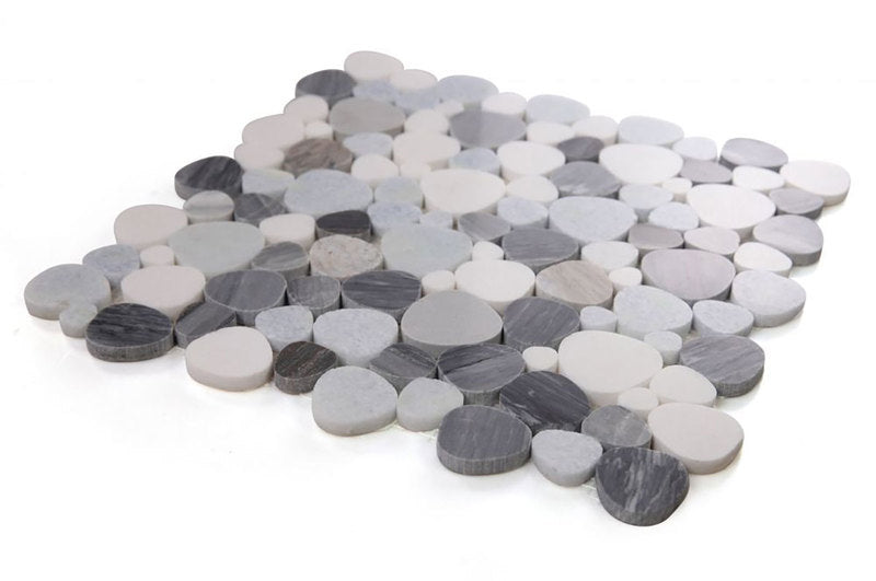 Mosaics Thassos Marble Pebble look - Ocean Blue
