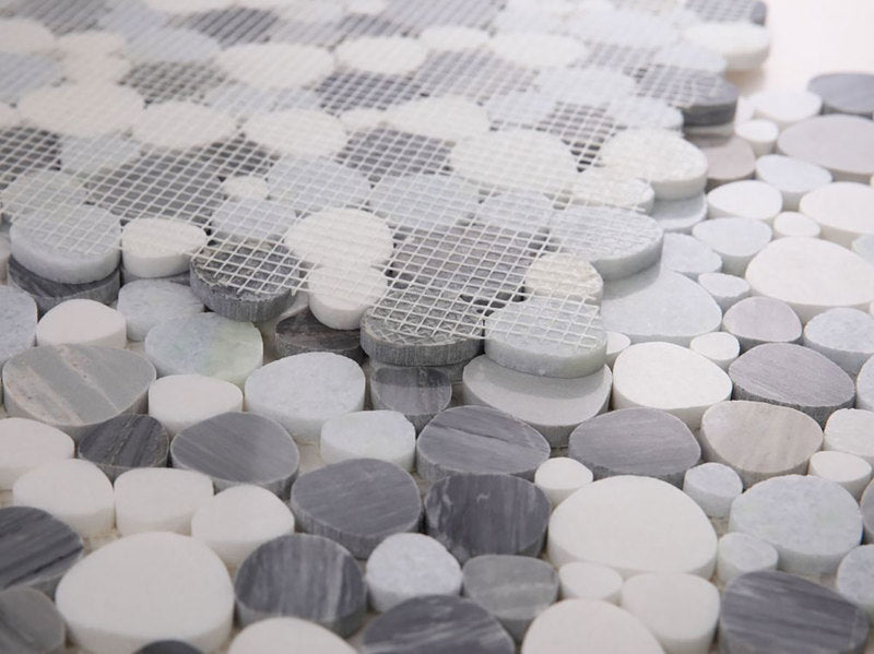 Mosaics Thassos Marble Pebble look - Ocean Blue