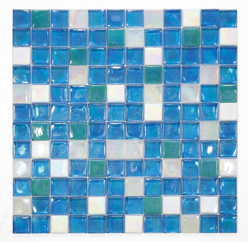Mosaic Glass Tile Squares - Sky Blue
