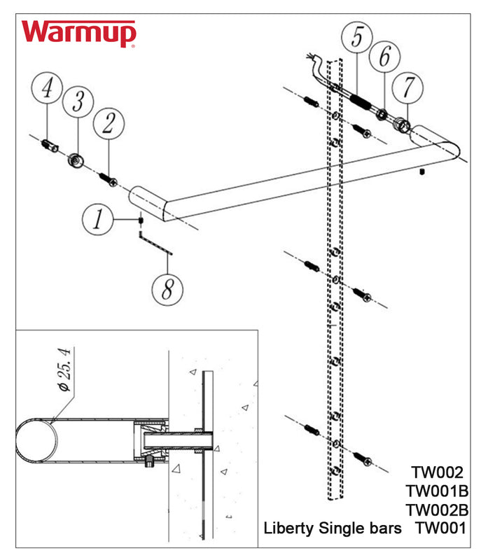 WarmUp Electric Towel Warmers - Liberty Single Bars HTR-001MB