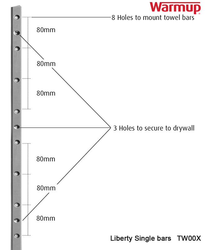 WarmUp Electric Towel Warmers - Liberty Single Bars HTR-001MB