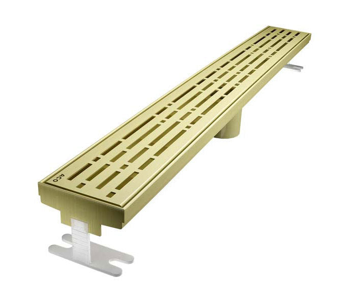 Quartz Linear Shower Drain Mix - Satin Brass