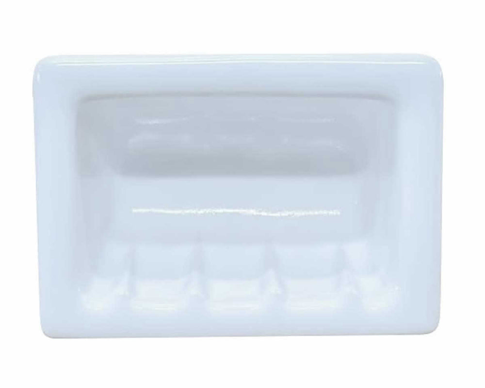 Recessed Soap Dish Porcelain 6 x 4 White Matte