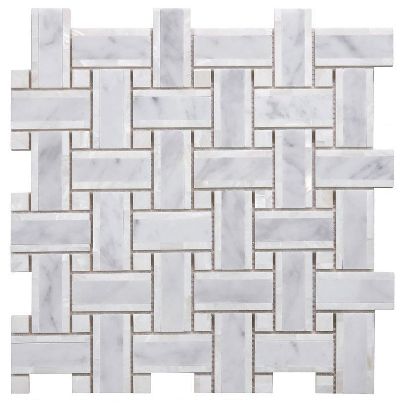 Tahitian Pearl - Carrara Marble Cross Weaved with White Pearl