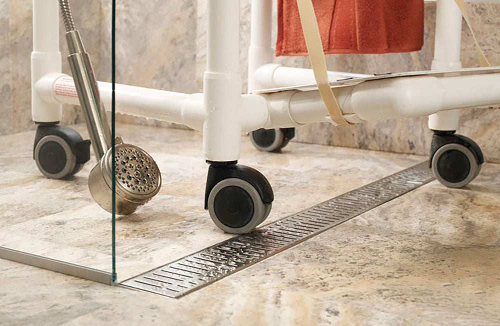 Quartz Linear Shower Drain Brushed Stainless - Wave 36