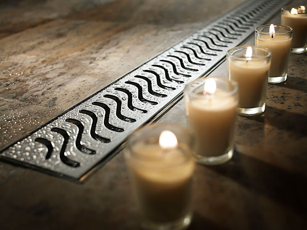 Quartz Linear Shower Drain Brushed Stainless - Flag 32