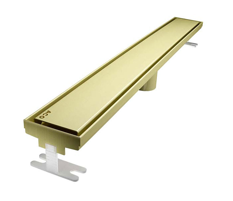 Quartz Linear Shower Drain Solid - Satin Brass