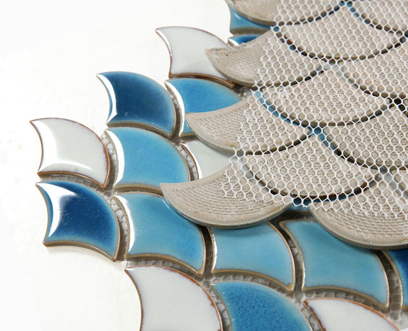 Mosaic Handmade Porcelain Tile - Blue White