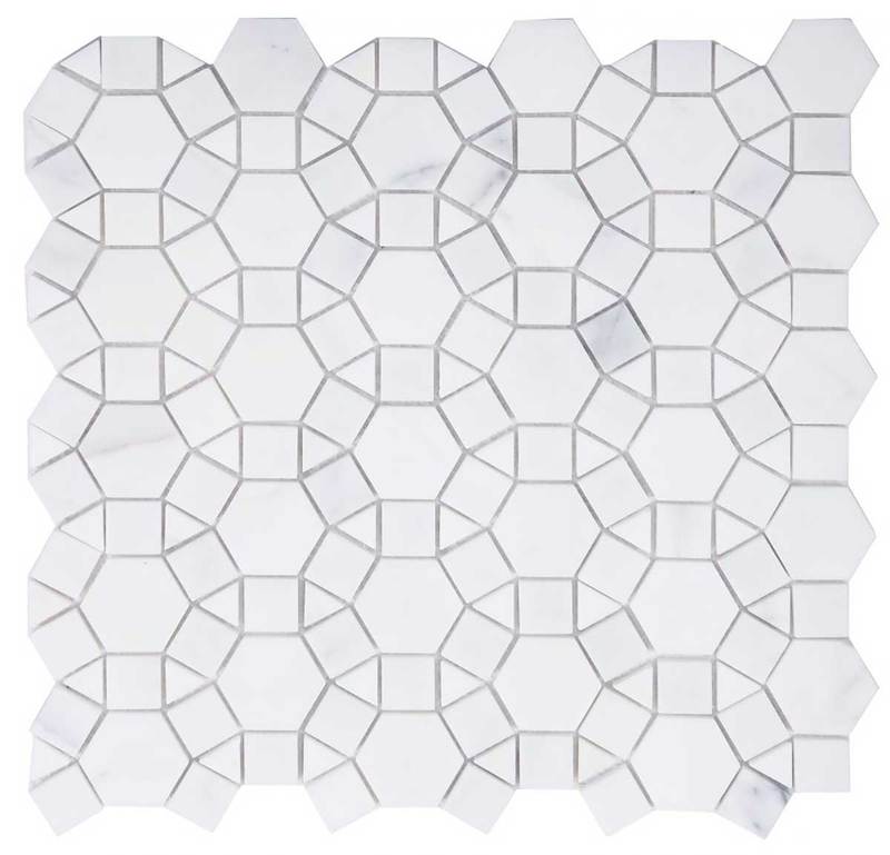 Mosaic Calacatta Marble Circular Shape - White