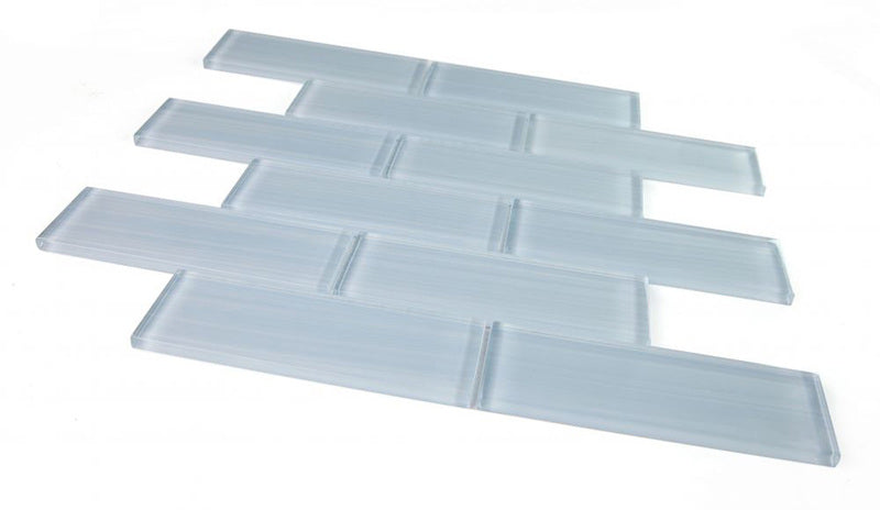 Mosaic Linear Glass Tiles Sky Blue Painting 2 x 6