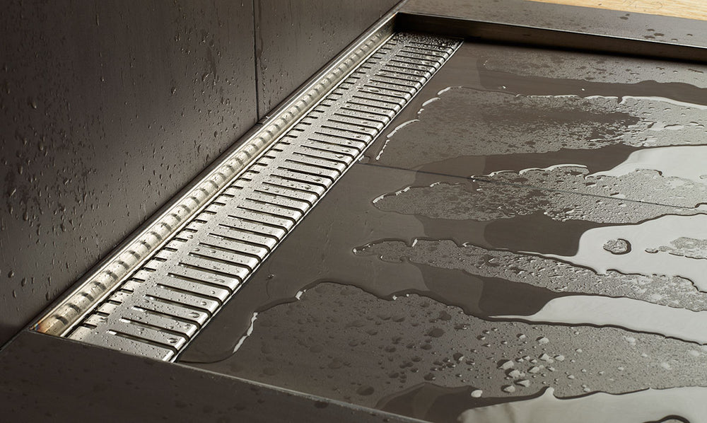 Quartz Linear Shower Drain Brushed Stainless - Piano 60