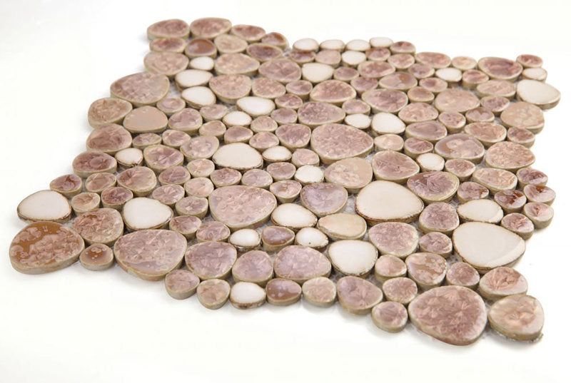 Mosaic Porcelain Tile Mancala Pebble Series - Earth