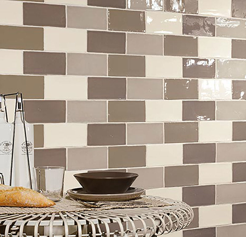 Kaleidoscope Handmade Ceramic Tile 3x6 - Cream