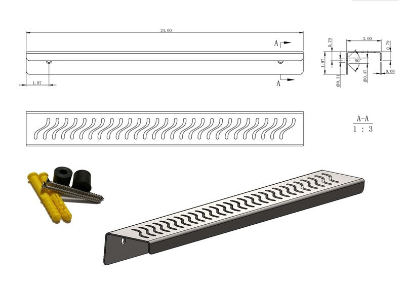 SereneDrains Shower Shelf Stainless Steel - Ocean Wave - ORB