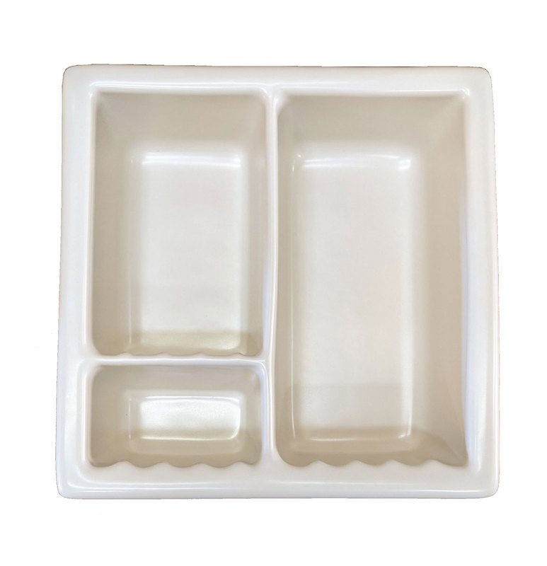 Recessed Shampoo Soap Porcelain 3 sections Biscuit Matte