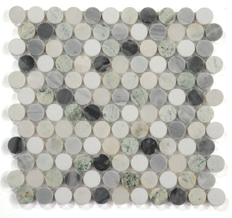 Mosaics Marble Penny Series - Green White Grey Black