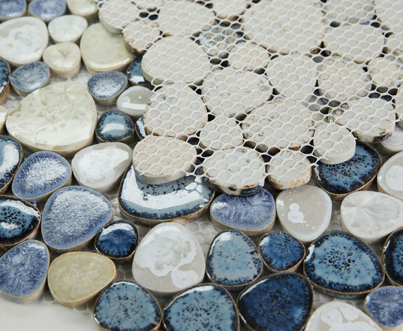 Mosaic Porcelain Tile Mancala Pebble Series - Ocean
