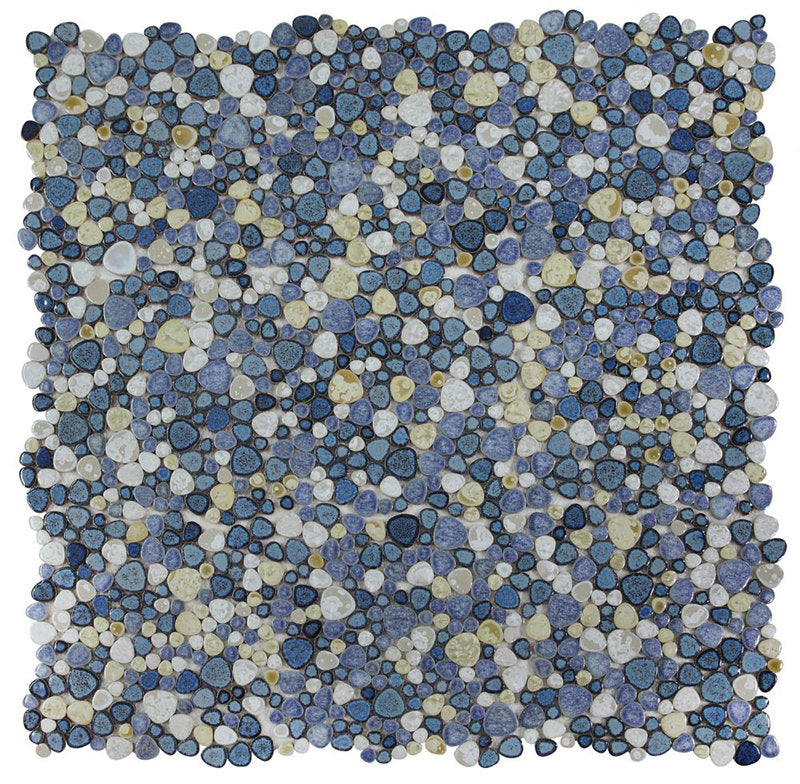 Mosaic Porcelain Tile Mancala Pebble Series - Ocean