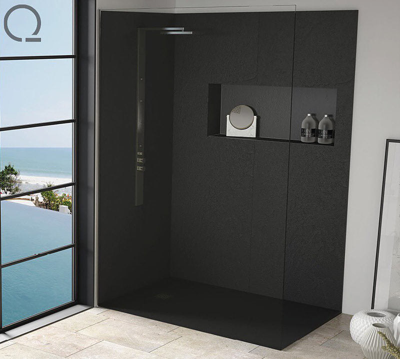 Quare Design Shower Wall Space Panels- Slate Texture Pure White