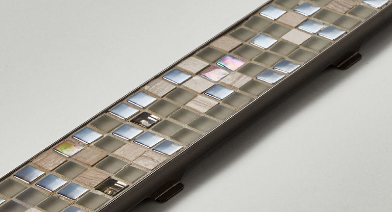 Quartz Linear Shower Drain Tile Insert - Black Nickel