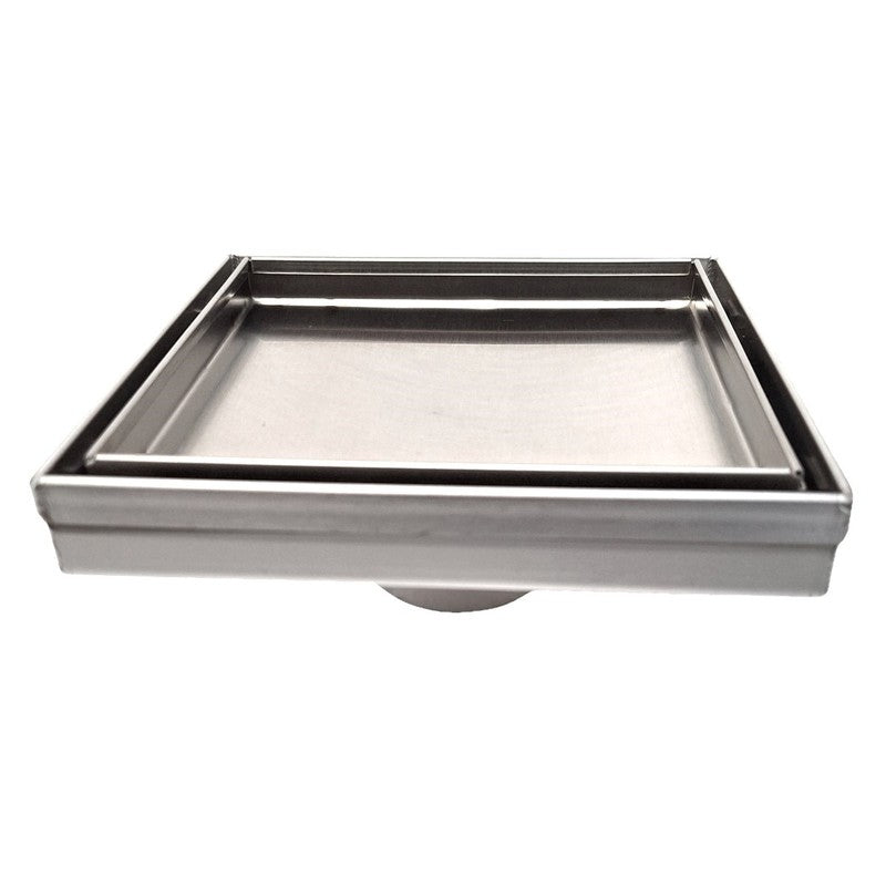 SereneDrains Square Shower Drain Tile Insert Brushed Stainless 6