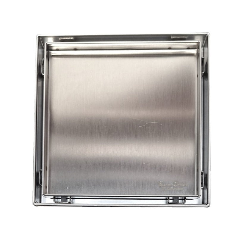 SereneDrains Square Shower Drain Tile Insert Brushed Stainless 6