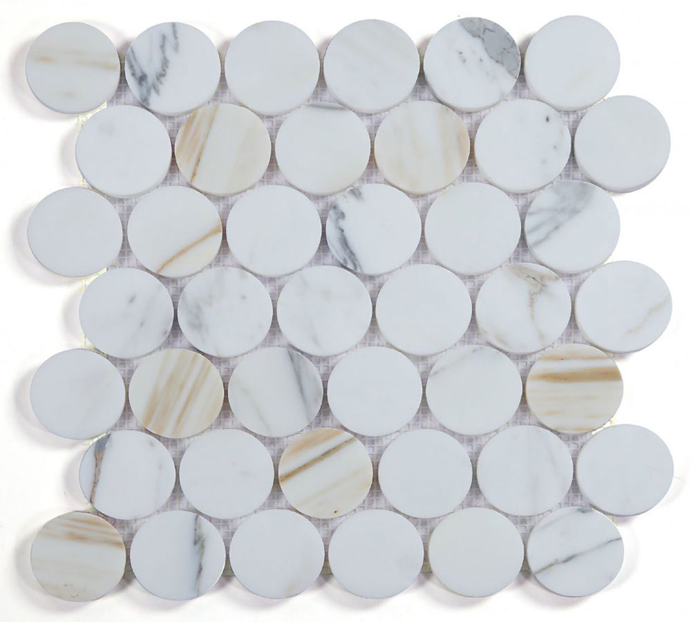 Mosaics Marble Penny Series - Calacatta White Gold 2x2