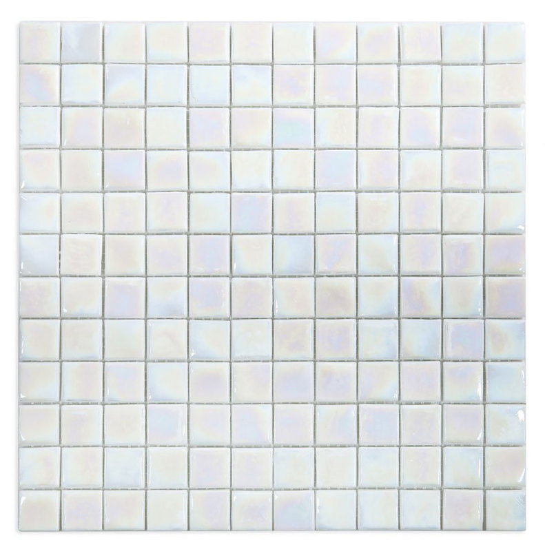 Mosaic Glass Tile Squares - White Pearl