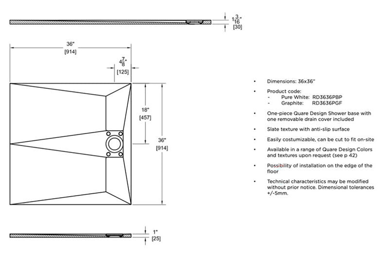 Quare Design Shower Trays Radiance Slate Texture 48x36