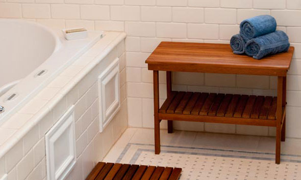 Teak Rectangle Bench with Removable Shelf 22