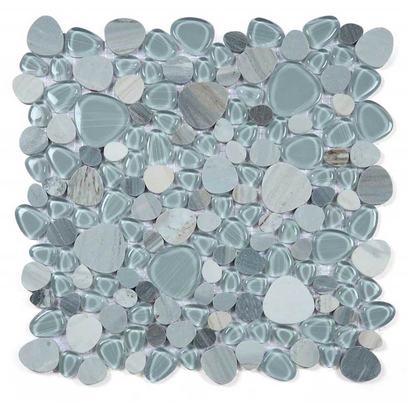 Mosaic Marble and Glass in Pebble look - Blue