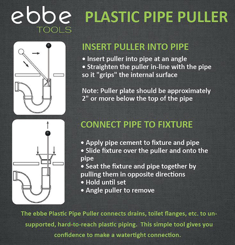 Plastic PIPE PULLER for 1 to 3 inch Plastic Pipe