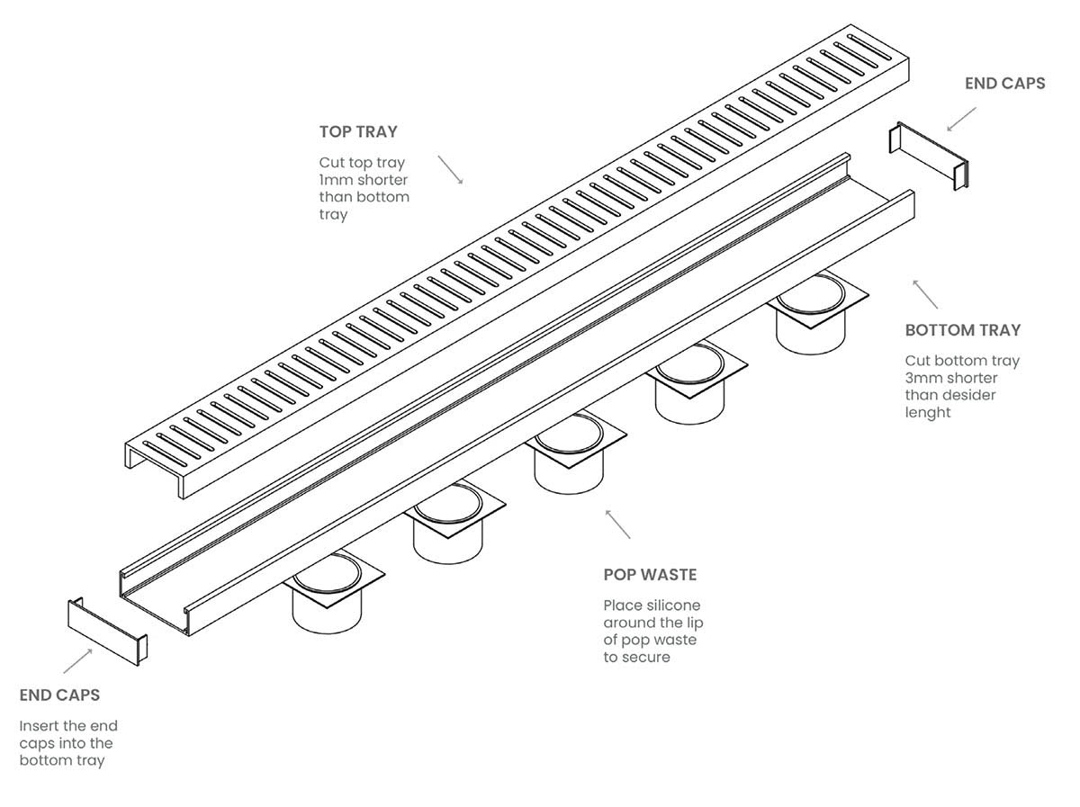 Lauxes Grates Linear shower Drain NeXT Generation - 4ft