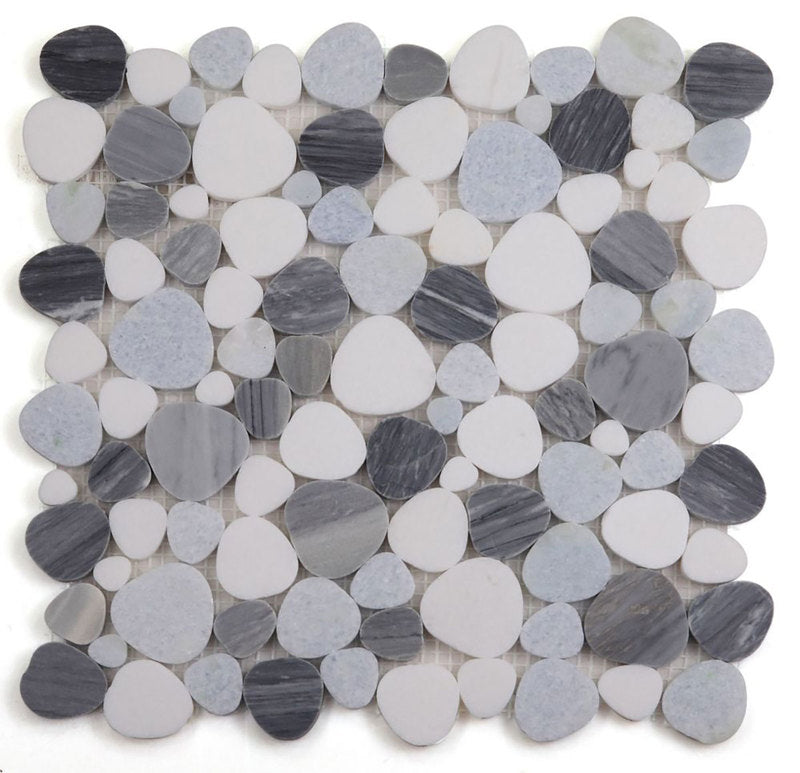 Mosaics Thassos Marble Pebble look - Ocean Blue