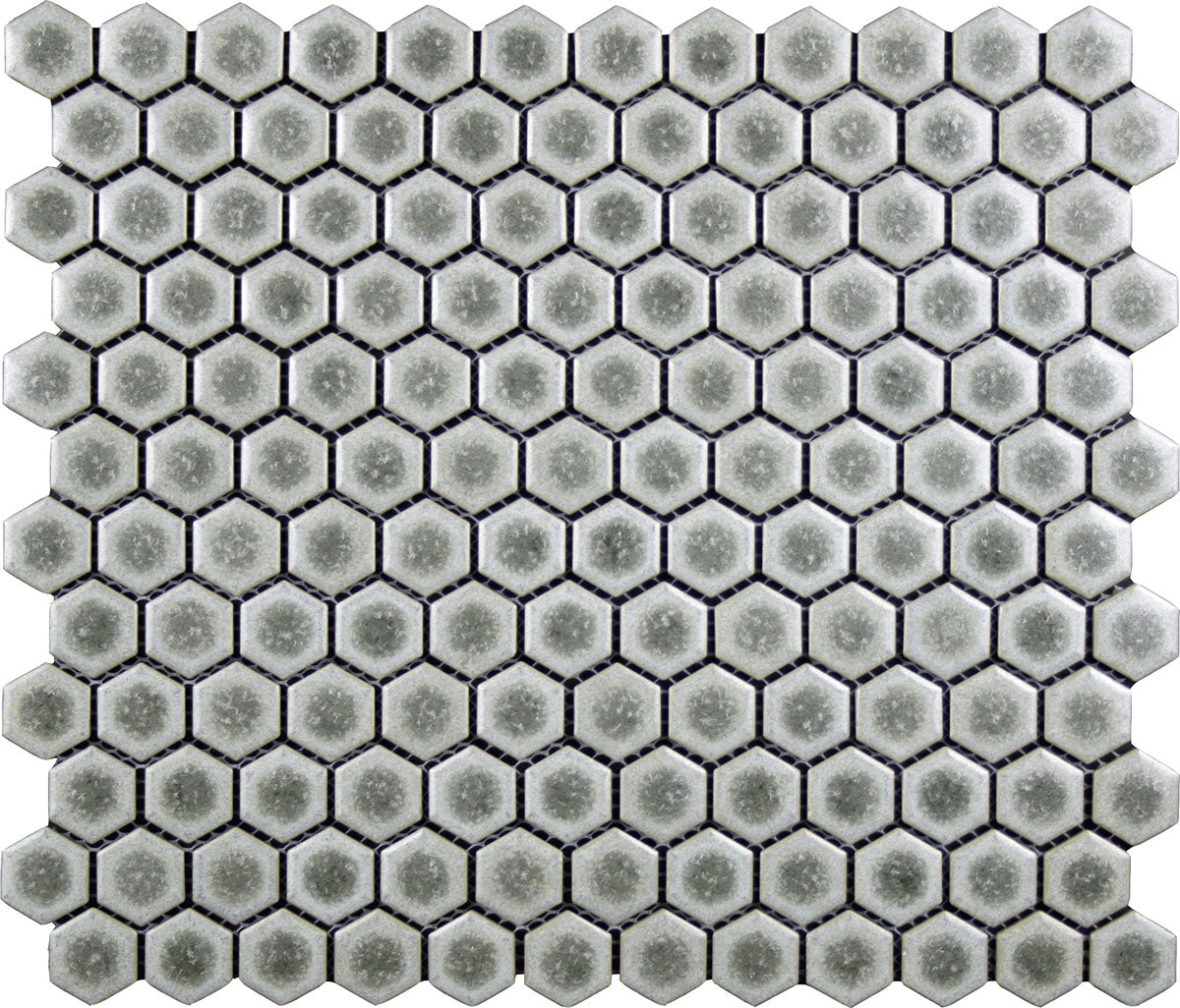 Porcelain Mosaic Tile Hexagons - Sage Green