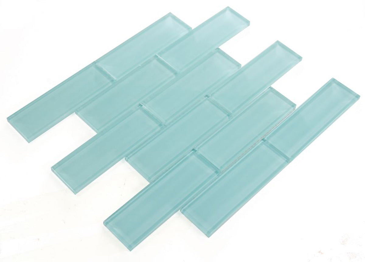 Mosaic Linear Glass Tiles Mint Green 2 x 6