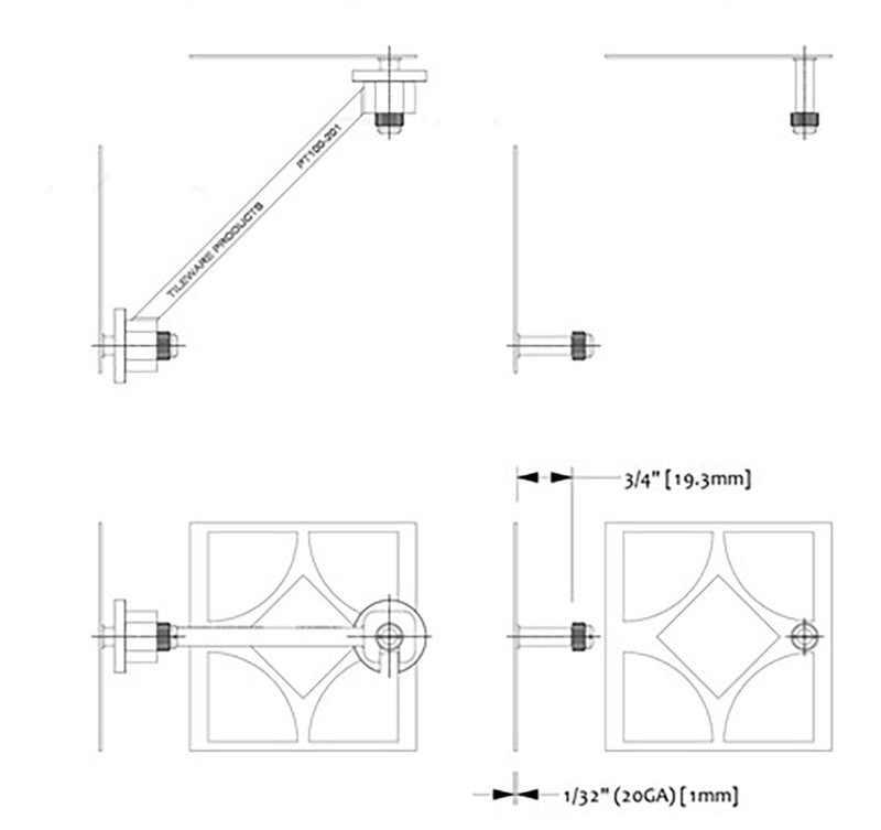 TileWare PermaTile Corner Tile Wall Anchor - PT100-506