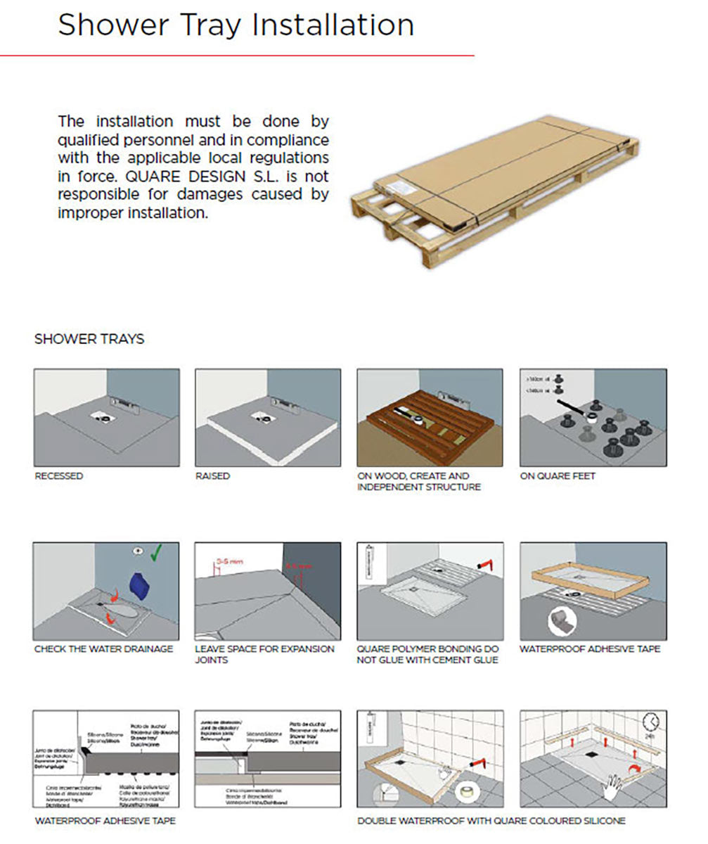 Quare Design Shower Trays Relief Plus XL Slate Texture 48x48