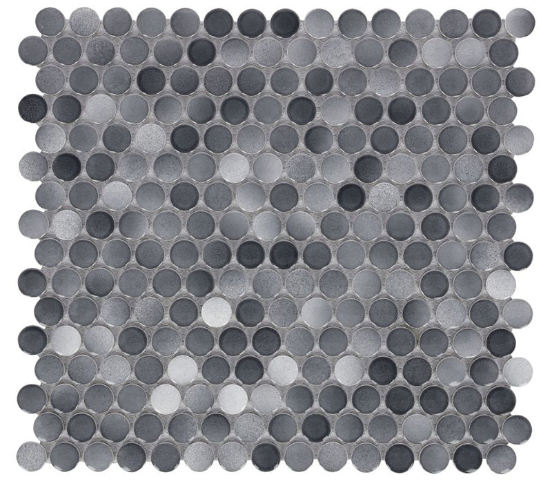 Mosaic Handmade Porcelain Penny Round - Mixed Grey