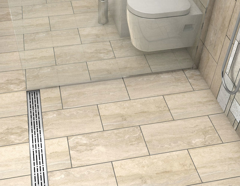 Quartz Linear Shower Drain Brushed Stainless - Mix 28