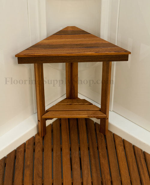 Teak Triangle Corner Bench Small