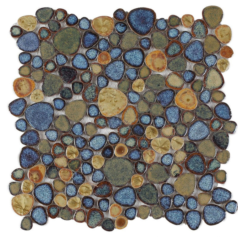 Mosaic Porcelain Tile Mancala Pebble Series - Butterfly