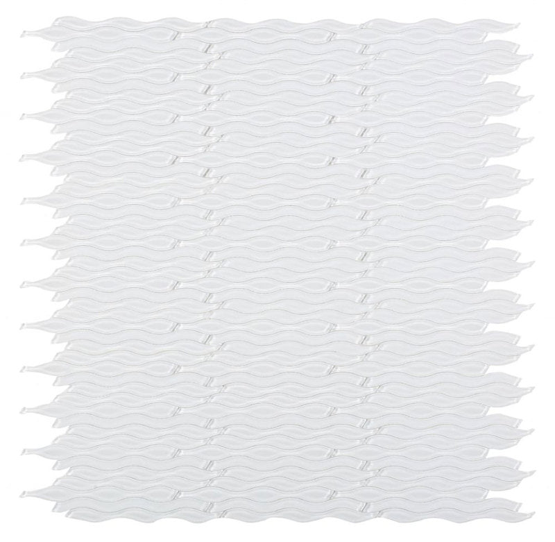 Mosaic Glass Tile Surface Waves - White