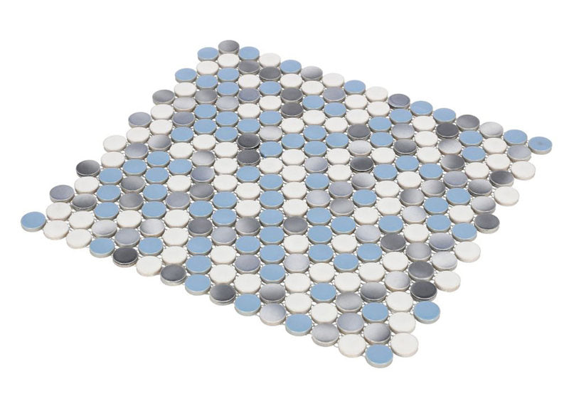 Mosaic Handmade Porcelain Penny Round - Blue