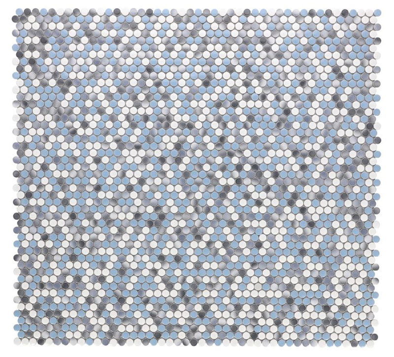 Mosaic Handmade Porcelain Penny Round - Blue